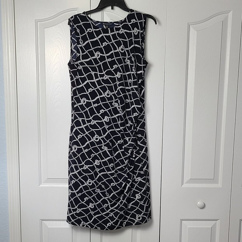 Women's Brooks Brothers Nautical Sleeveless Stretch Jersey Dress SZ XL